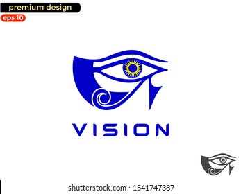Vision eye logo with Horus symbols