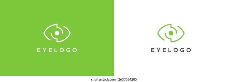 Vision Eye Logo Image. Abstract Eye With Line Style Isolated On Dual Background. Flat Vector Logo Design Template Element Usable For Business And Technology Logos.