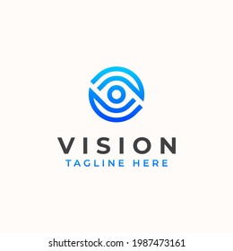 Vision Eye Monogram Concept Logo Template Vector Illustration