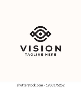 Vision Eye Monogram Concept Logo Template Vector Illustration