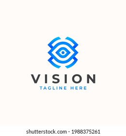 Vision Eye Monogram Concept Logo Template Vector Illustration