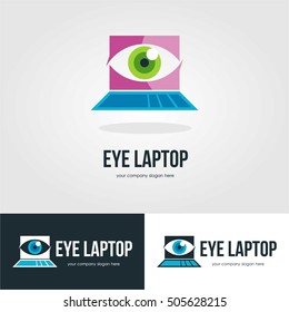 VISION EYE PC LAPTOP COMPUTER LOGO ICON TEMPLATE