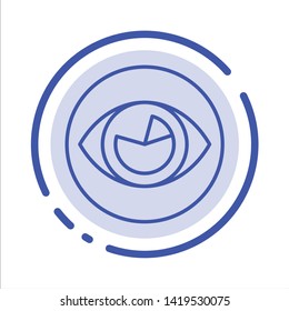 Vision, Eye, View, Reality, Look Blue Dotted Line Line Icon