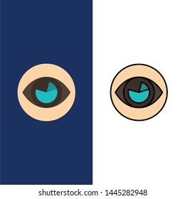 Vision, Eye, View, Reality, Look  Icons. Flat and Line Filled Icon Set Vector Blue Background