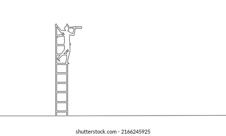 Vision and forecasting the future. telescope on stairs. business concept vector 