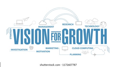 Vision for growth diagram plan concept isolated over a white background