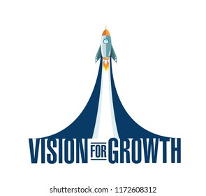 Vision for growth rocket smoke message illustration isolated over a white background