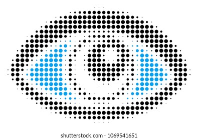 Vision halftone vector pictogram. Illustration style is dotted iconic Vision icon symbol on a white background. Halftone matrix is round dots.