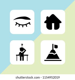 vision icon. 4 vision set with website, mission, question and eye vector icons for web and mobile app