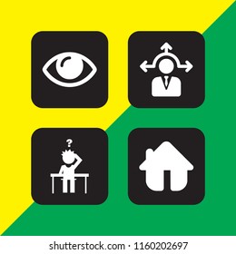 vision icon. 4 vision set with website, decision making, eye open and question vector icons for web and mobile app