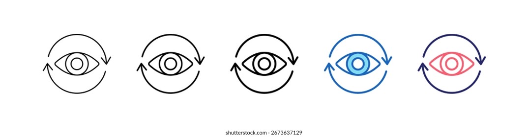 Icono de la visión en 5 estilos diferentes colección del sistema.