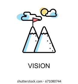 Vision icon and acheive goal on white background illustration design.vector