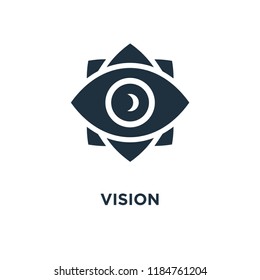 Vision icon. Black filled vector illustration. Vision symbol on white background. Can be used in web and mobile.