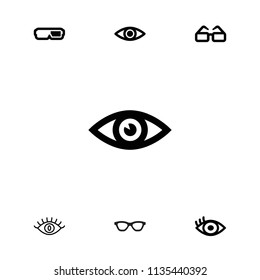 Vision icon. collection of 7 vision filled and outline icons such as 3d glasses, eye. editable vision icons for web and mobile.