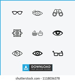 Vision icon. collection of 9 vision filled and outline icons such as glasses, eye, binoculars, eye scan. editable vision icons for web and mobile.