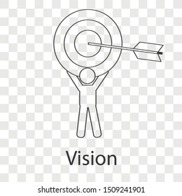Vision icon concept on transparency background. Business leadership idea design. Line vector illustration use for your project.