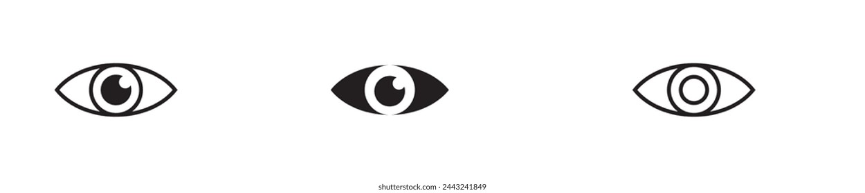 icono de visión, vector de ojos, signo, símbolo, logotipo, ilustración, trazo editable, estilo de diseño plano aislado en blanco. ver, mirar, opinión, mirada, vistazo, vistazo, visión, haz de ojos, ojo