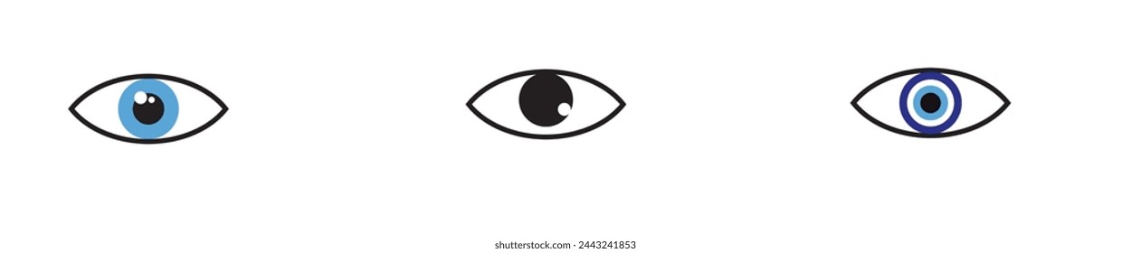 icono de visión, vector de ojos, signo, símbolo, logotipo, ilustración, trazo editable, estilo de diseño plano aislado en blanco. ver, mirar, opinión, mirada, vistazo, vistazo, visión, haz de ojos, ojo