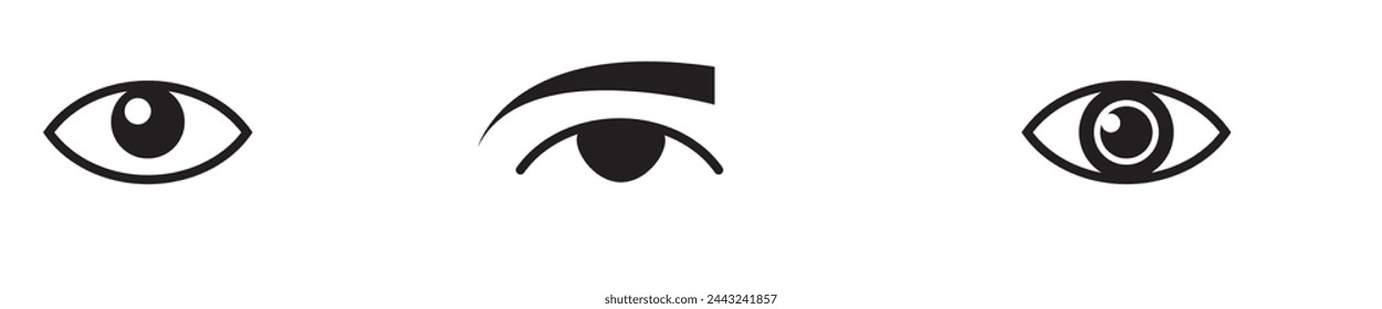 icono de visión, vector de ojos, signo, símbolo, logotipo, ilustración, trazo editable, estilo de diseño plano aislado en blanco. ver, mirar, opinión, mirada, vistazo, vistazo, visión, haz de ojos, ojo