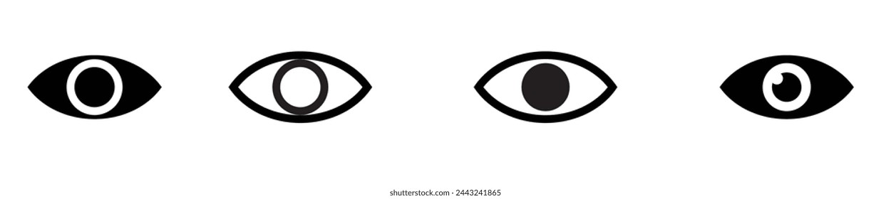 icono de visión, vector de ojos, signo, símbolo, logotipo, ilustración, trazo editable, estilo de diseño plano aislado en blanco. ver, mirar, opinión, mirada, vistazo, vistazo, visión, haz de ojos, ojo