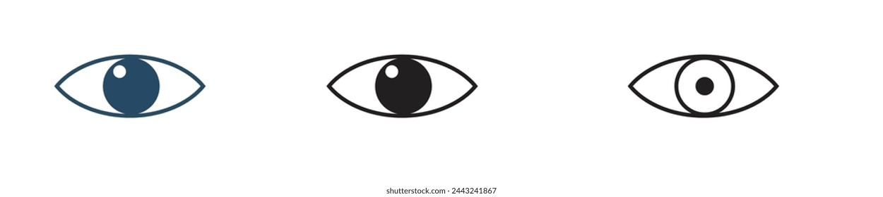 icono de visión, vector de ojos, signo, símbolo, logotipo, ilustración, trazo editable, estilo de diseño plano aislado en blanco. ver, mirar, opinión, mirada, vistazo, vistazo, visión, haz de ojos, ojo