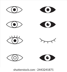 icono de visión, vector de ojos, signo, símbolo, logotipo, ilustración, trazo editable, estilo de diseño plano aislado en blanco. ver, mirar, opinión, mirada, vistazo, vistazo, visión, haz de ojos, ojo