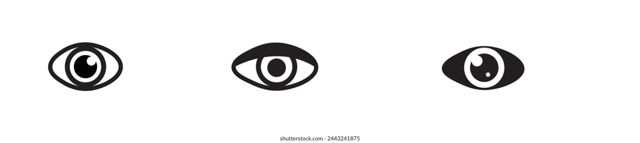 icono de visión, vector de ojos, signo, símbolo, logotipo, ilustración, trazo editable, estilo de diseño plano aislado en blanco. ver, mirar, opinión, mirada, vistazo, vistazo, visión, haz de ojos, ojo