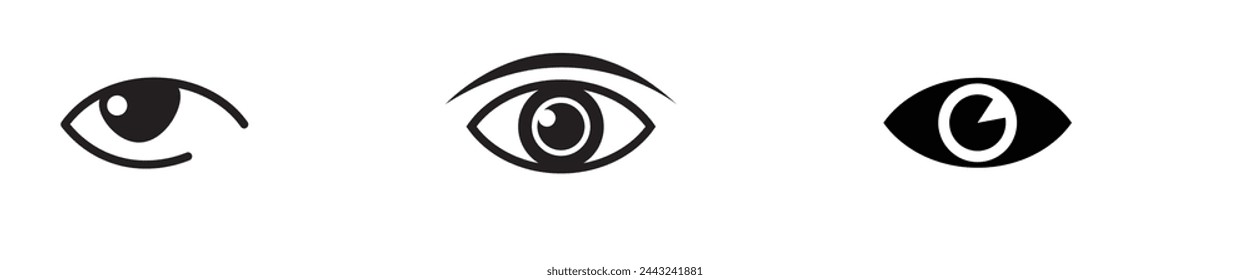 icono de visión, vector de ojos, signo, símbolo, logotipo, ilustración, trazo editable, estilo de diseño plano aislado en blanco. ver, mirar, opinión, mirada, vistazo, vistazo, visión, haz de ojos, ojo