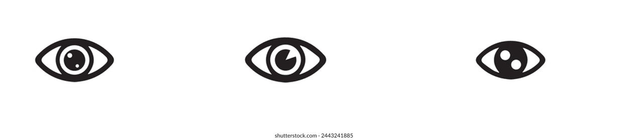 icono de visión, vector de ojos, signo, símbolo, logotipo, ilustración, trazo editable, estilo de diseño plano aislado en blanco. ver, mirar, opinión, mirada, vistazo, vistazo, visión, haz de ojos, ojo