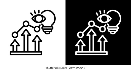 Icono de la visión del estilo blanco y negro plano