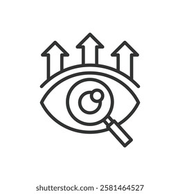 Vision, icon in line design. Vision, foresight, insight, clarity, perception, future, perspective on white background vector. Vision editable stroke icon