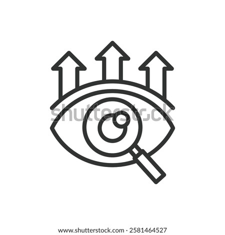 Vision, icon in line design. Vision, foresight, insight, clarity, perception, future, perspective on white background vector. Vision editable stroke icon