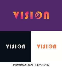 Vision icon logo, logo type design element, and packaging design template in trendy