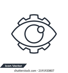 ilustración vectorial del logotipo del icono de visión. Plantilla de símbolo de engranaje ocular para la colección de diseño gráfico y web
