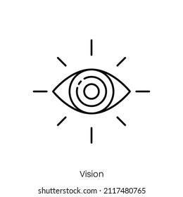 vision icon. Outline style icon design isolated on white background