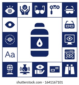 vision icon set. 17 filled vision icons.  Simple modern icons such as: View, Vision, Contact lens, Typography, 3d glasses, Hologram, Psychology, Potter, Glasses, Eye, Binoculars