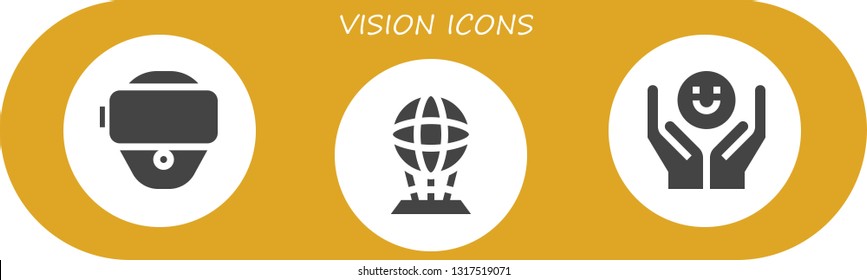 vision icon set. 3 filled vision icons.  Simple modern icons about  - Vr glasses, Hologram, Psychology