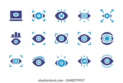 Vision icon set. Duotone color. Vector illustration. Containing vision, focus, view, datamodeling, eyescan, eye, visual.