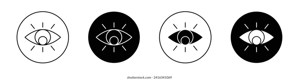 Juego de iconos de visión. Símbolo del logo del vector visual del béisbol con un estilo de relleno negro y delineado. mira la señal de la vista de ojos.