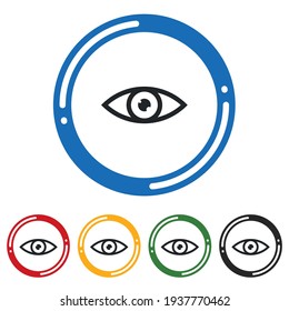 Vision icon set. flat design vector illustration in 5 colors options for webdesign