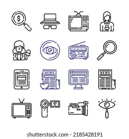 Icono de visión Set con iconos de línea. Estilo De Línea Delgada Moderna. Adecuado para Web e Icono móvil. Ilustración del vector EPS 10.