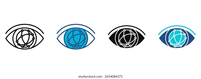 Vision Icon Set With Multiple Styles. Vector Illustration