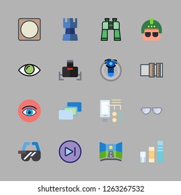 vision icon set. vector set about strategy, ar glasses, next and eye icons set.
