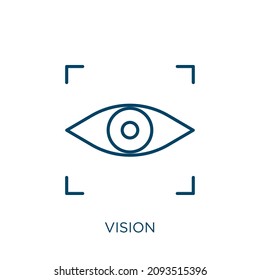 vision icon. Thin linear vision outline icon isolated on white background. Line vector vision sign, symbol for web and mobile