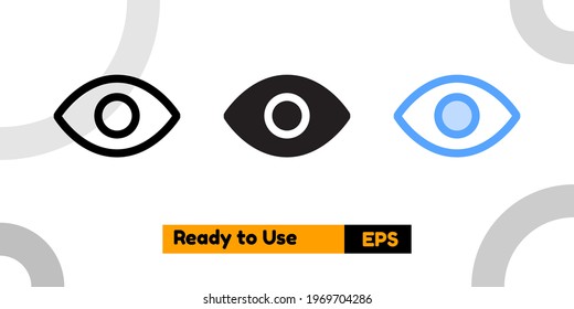 vision icon with three style for social media, website, and presentation