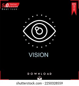 VISION icon vector . Business marketing management, VISION icons , simple, isolated, application , logo, flat icon for website design or mobile applications, 
UI  UX design Editable stroke. EPS10