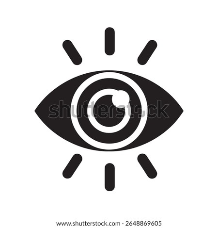 Vision Icon Vector Glyph With An Eye And Shining Rays Symbol For Foresight And Observation Or Surveillance And Awareness Graphic Illustration