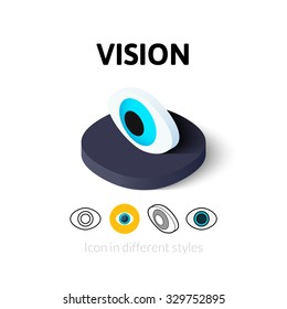 Vision icon, vector symbol in flat, outline and isometric style