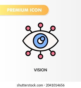 icono de visión para tu diseño de sitio web, logotipo, aplicación, interfaz de usuario. Ilustración gráfica vectorial y trazo editable. diseño de color lineal con icono de visión.