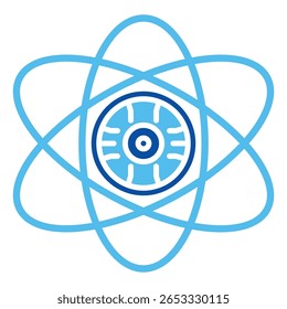 Iconos de la visión en estilo azul, Ilustración vectorial